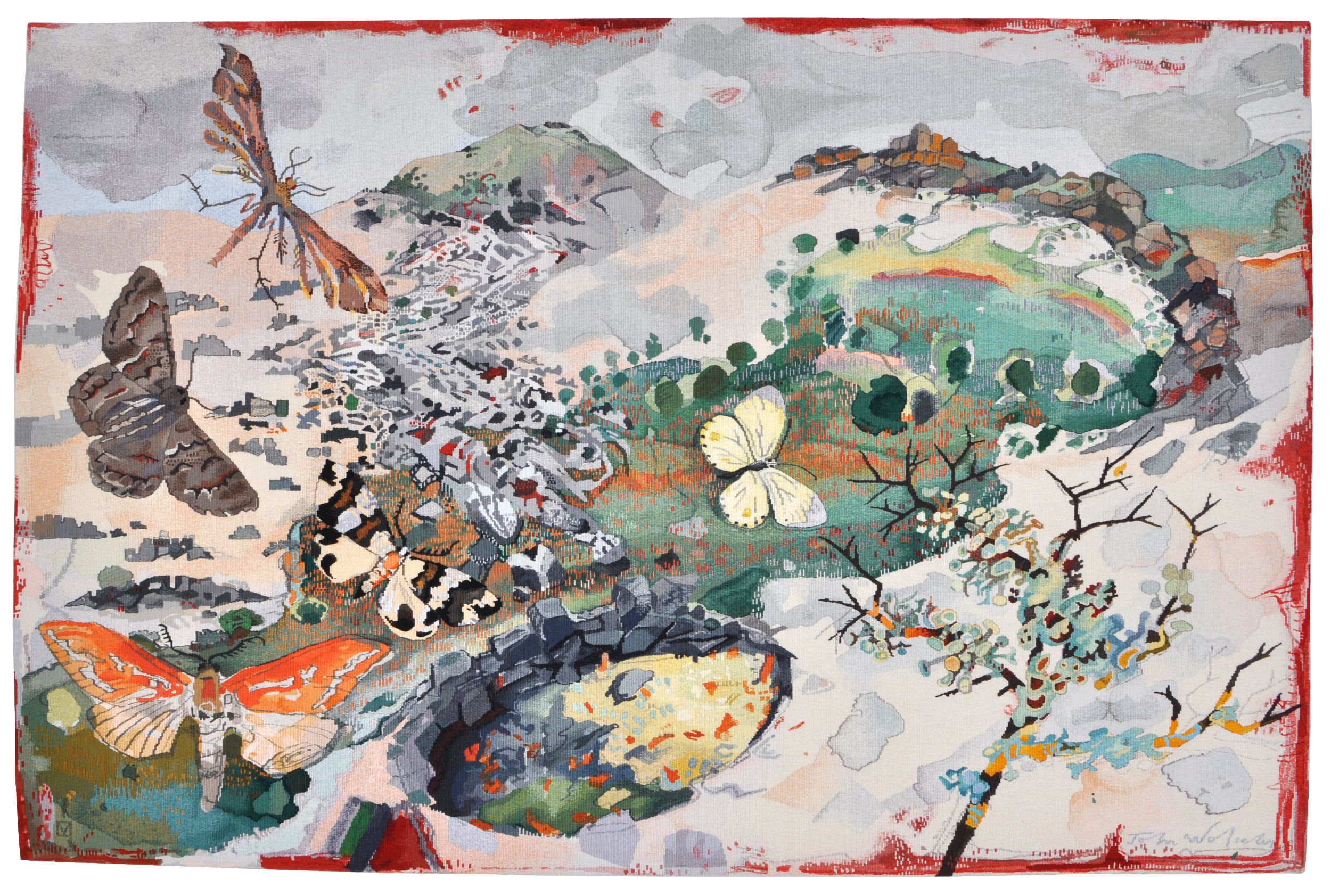 Fire and Water - Moths, Swamps and Lava Flows of the Hamilton Region, 2011
wool weft, cotton warp
Purchased by the Hamilton Gallery Trust in conjunction with the Myer Foundation and the Helen Macpherson Smith Trust