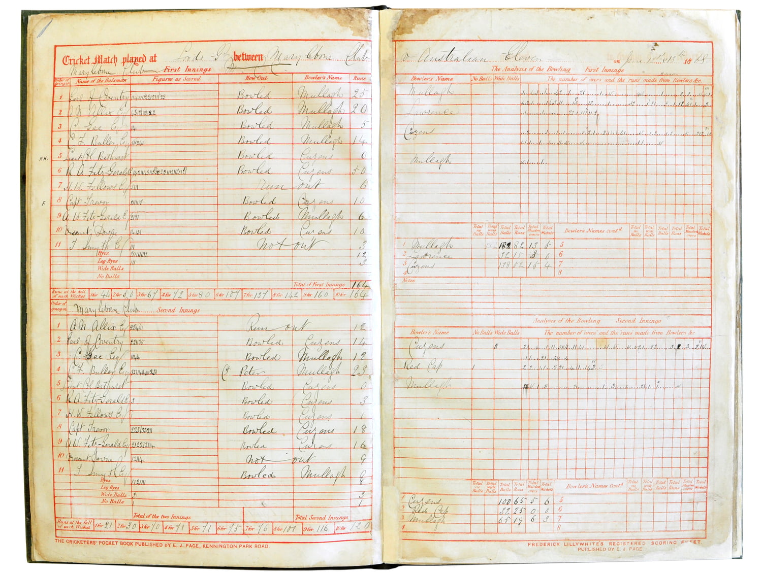 1868 Aboriginal Cricket Tour Scorebook