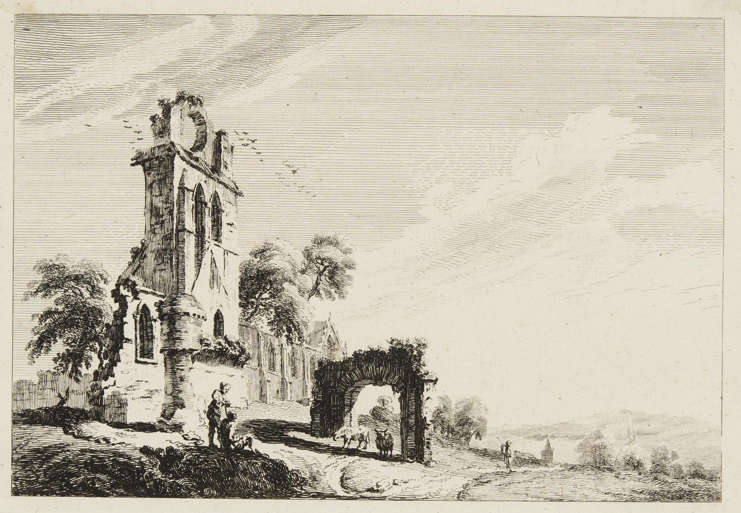Church Ruins With Two Figures