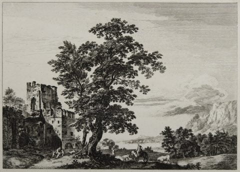 Landscape With Ruined Castle At Left