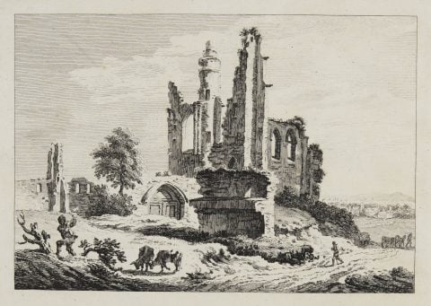 Ruined Church With People