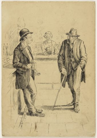 Two Men In A Bar / Male Figure
