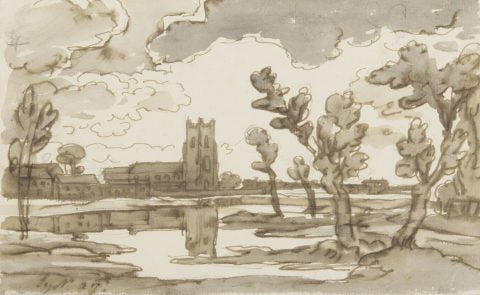 Landscape with church (from the Farington sketchbook)