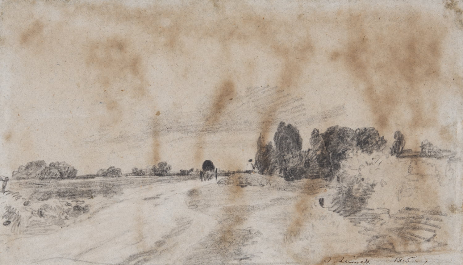 Open landscape with a wagon on a road