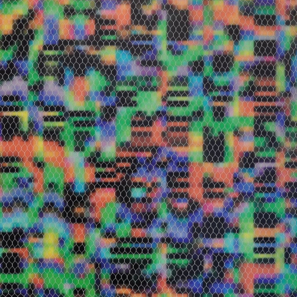 Danny McDonald, Scientist’s Veil, The Curio Science series 1977, colour jet spray and silkscreen print on polycarbonate. Gift of Geoff Handbury AO, Hamilton Gallery Collection.