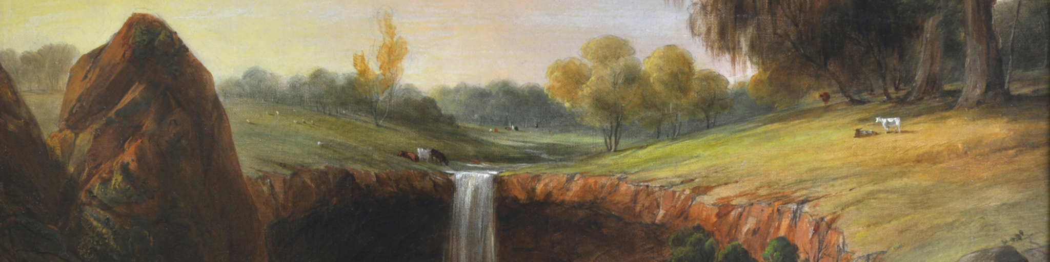 THOMAS CLARK The Wannon Falls, c.1860 oil on canvas on board. Purchased by the Hamilton Gallery Trust Fund, with additional support from Geoff Handbury AO & Helen Handbury AO 2003.