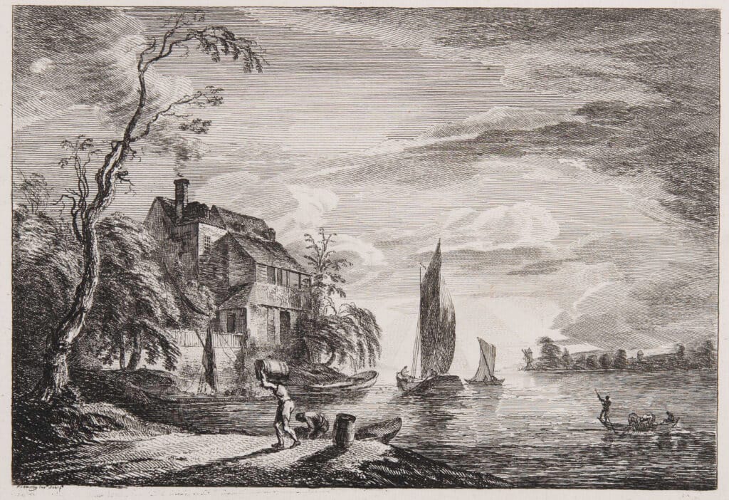 Paul Sandby, River Scene With Boats, etching, Purchased with annual Council allocation, Hamilton Gallery Collection