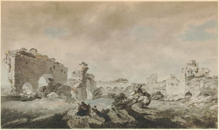 Paul Sandby, Ruin of Troy, aquatint, Purchased with annual Council allocation 1984, Hamilton Gallery Collection